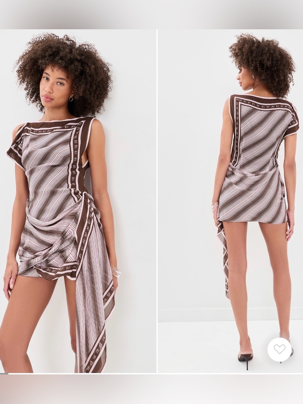 bec + bridge Brown & Cream Striped Asymmetric Mini Dress